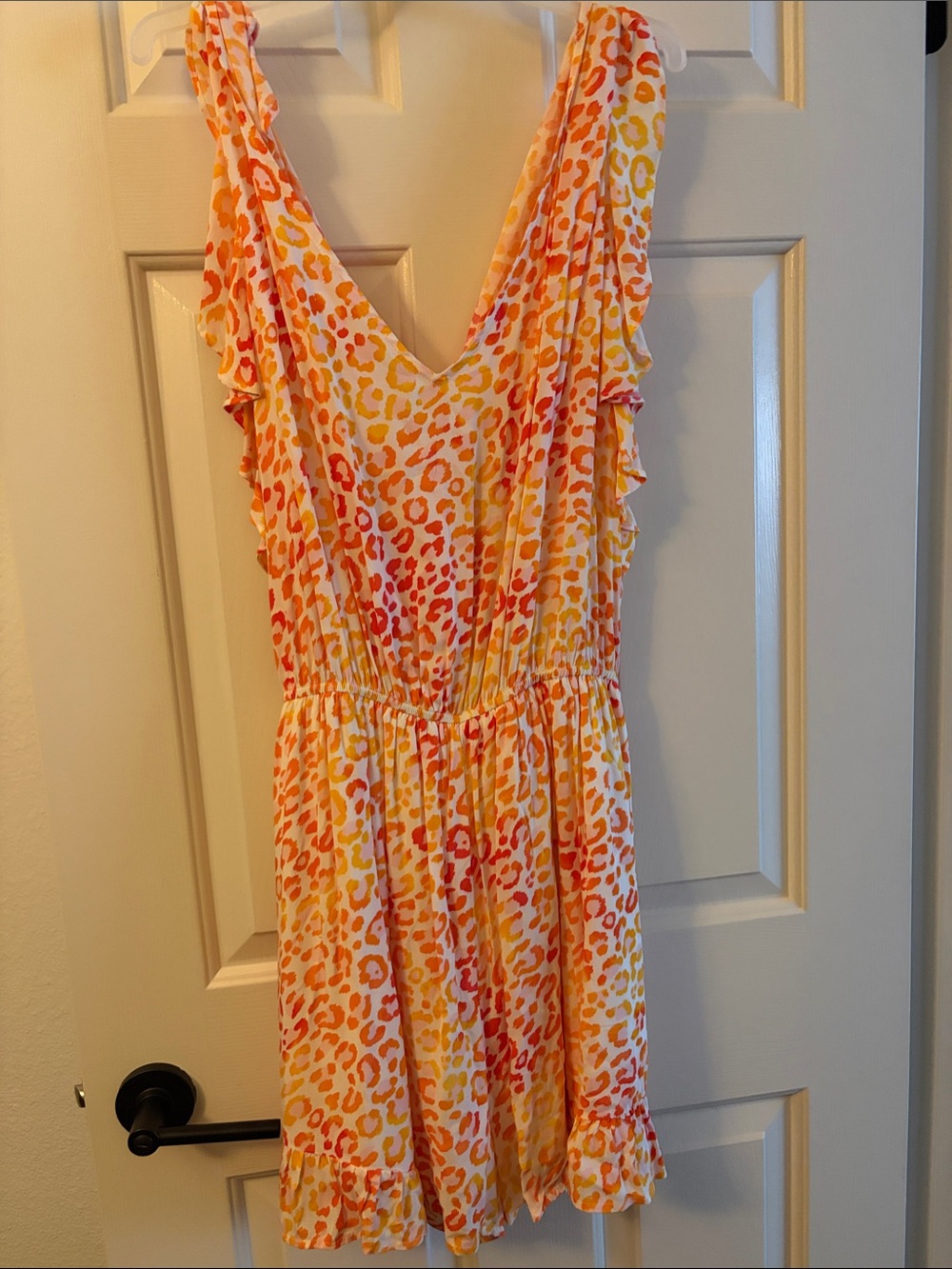 Summer V-Neck Floral Animal Print Romper - Orange & Yellow